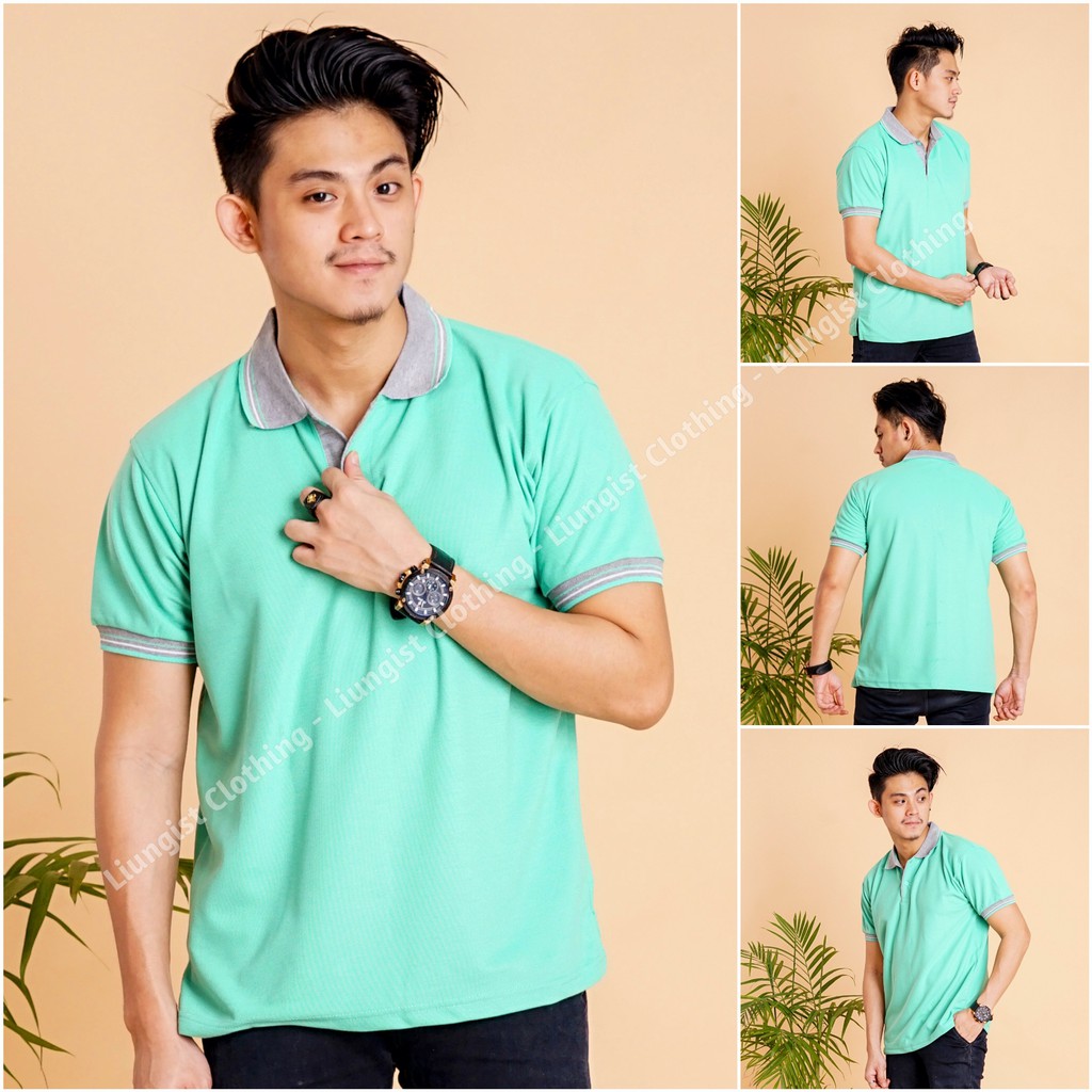 Kaos kerah / kaos polo / poloshirt / polo shirt / Kaos polo Pique Premium Size Besar-Tosca Muda Kerah Abu