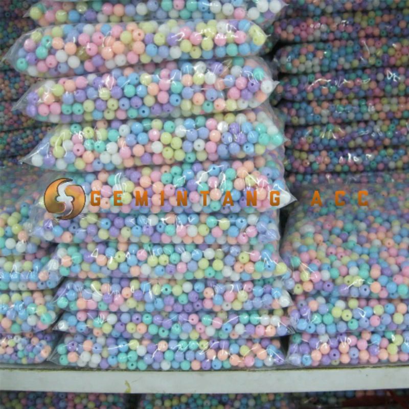 1 Pon Manik Manik Plastik Bulat Mote Pastel Mote Susu Bahan Meronce