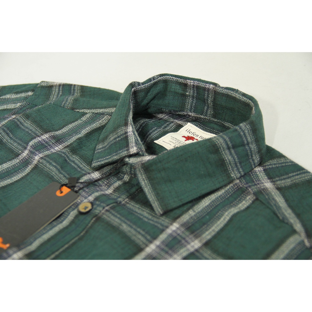 COD Kemeja Flanel Unisex Lengan Panjang Slimfit | Ilefen Tuelef Olive Green 100% Original Brand