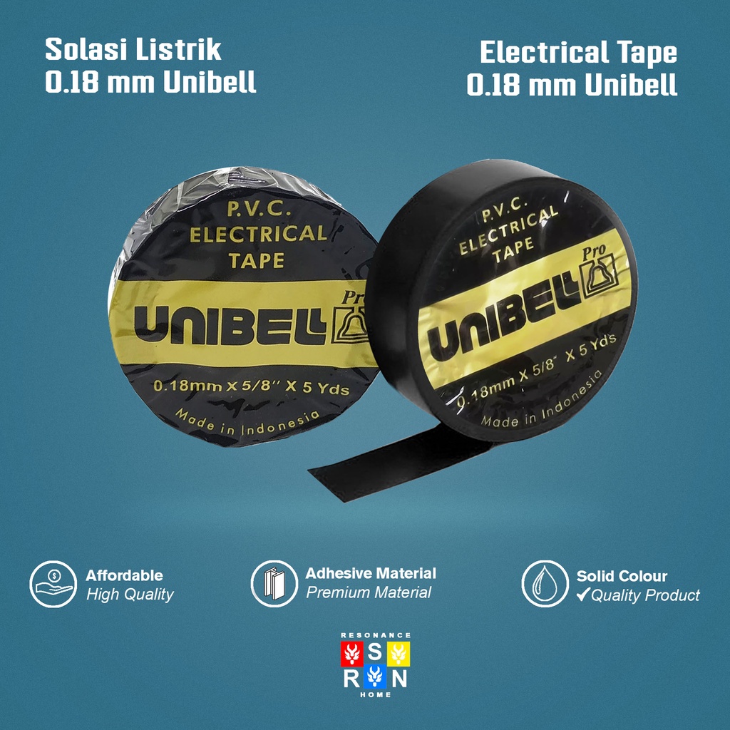 Isolasi Listrik l Lakban Unibet Kecil 0.18mm x 5/8&quot; x 5 yds l Solasi Resonance Home