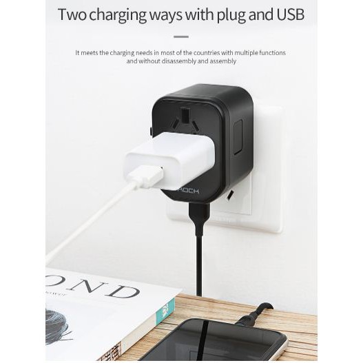 Kepala charger Multifunctional Plug Travel International ROCK T20 Charger Original 100%