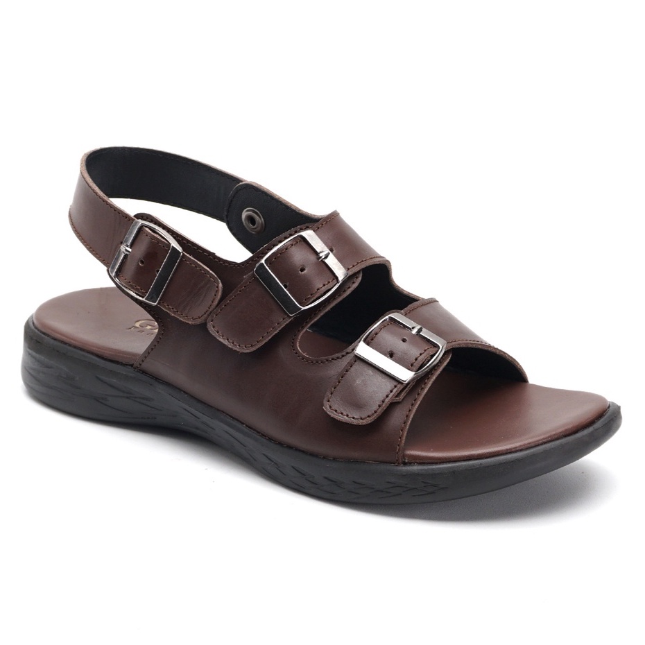 MOZZA 02 BROWN (KULIT ASLI) |ManNeedMe x GREATA| Sandal Pria Casual Sendal Slip On Kulit ORIGINAL