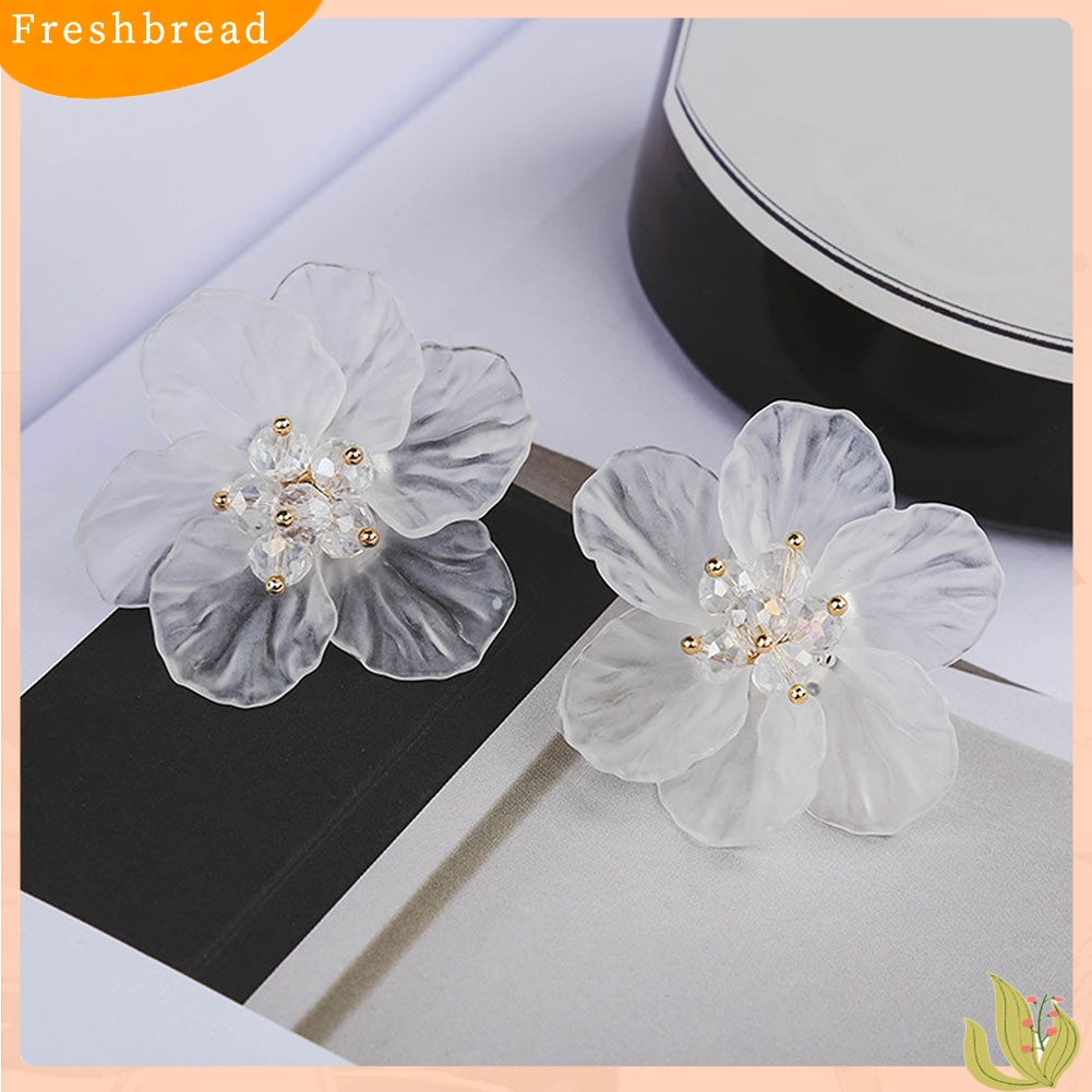 [TERLARIS]Girls Women Korean Style Transparent Flower Earrings Party Shopping Ear Studs