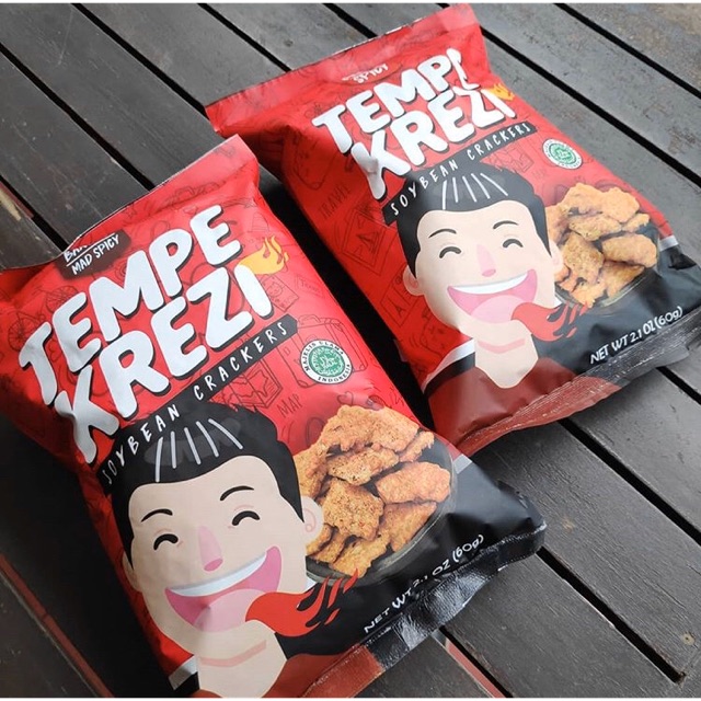 Tempe Krezi Spicy keripik Tempe Pedas Gila Hot Renyah Snack UMKM kekinian khas Indonesia