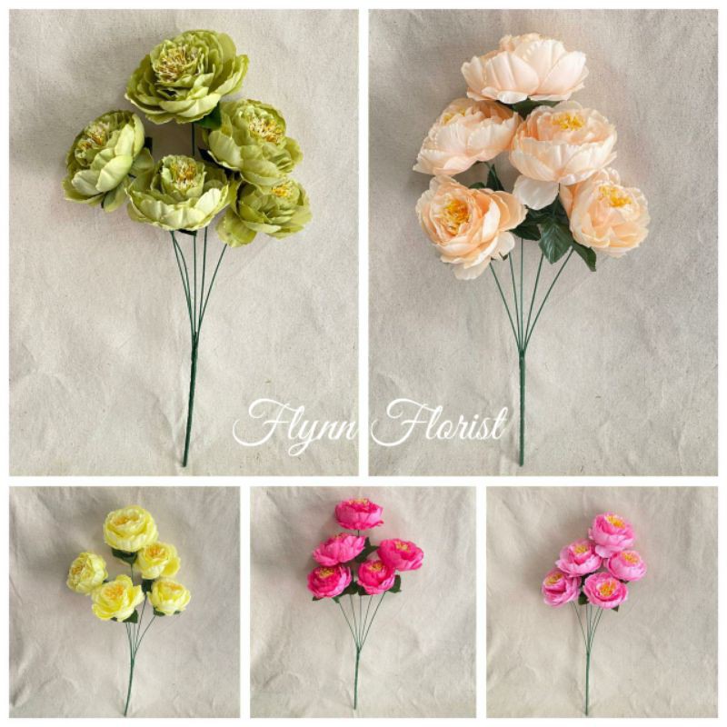 Bunga Peony Ball Japan x5 (satuan) Bunga Artificial / Bunga Plastik / Bunga Dekorasi / Pernikahan