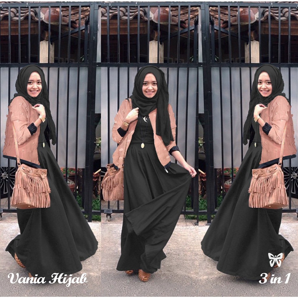 HOPYLOVY Gamis Wanita Vania Set Cardigan Outer Rubiah | NEW COLOURS | Maxi Dress | Fashion Muslim