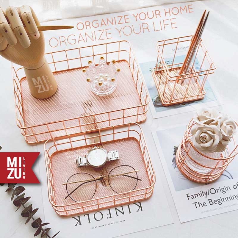 SUBLIMELY GOLDEN Vanity Tray Rose Gold Organizer Nampan Emas Meja Rias Tatakan Makeup Skincare