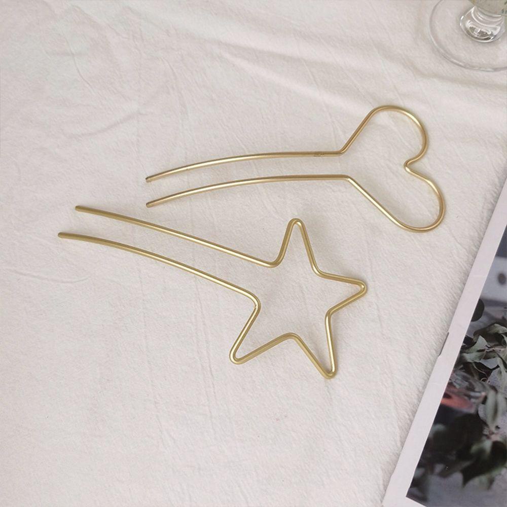 Quinton Hati Jepit Rambut Gadis Elegan Cinta Bintang Berujung Lima Hiasan Kepala Logam Gaya Korea Bun Maker