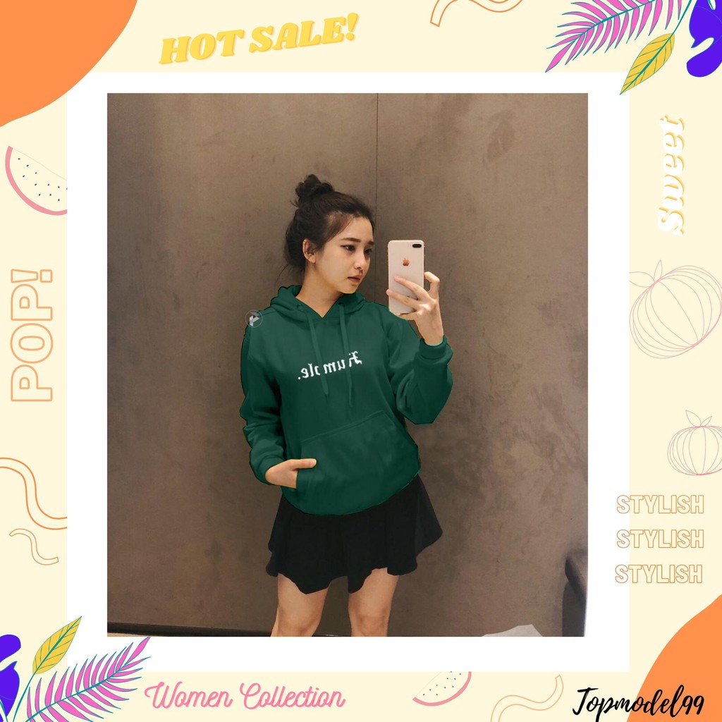 SWEATER HOODIE HUMBLE/BISA COD/Sweater Wanita-hijau
