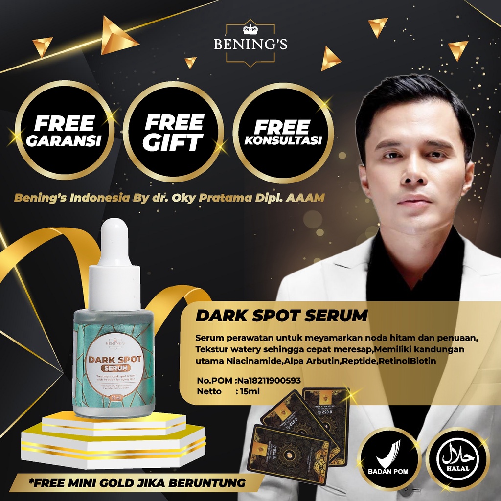 BENING'S SERUM DARK SPOT | MENGATASI FLEK, MELASMA &amp; MENCERAHKAN | FREE GIFT SIAP KIRIM SELURUH INDONESIA