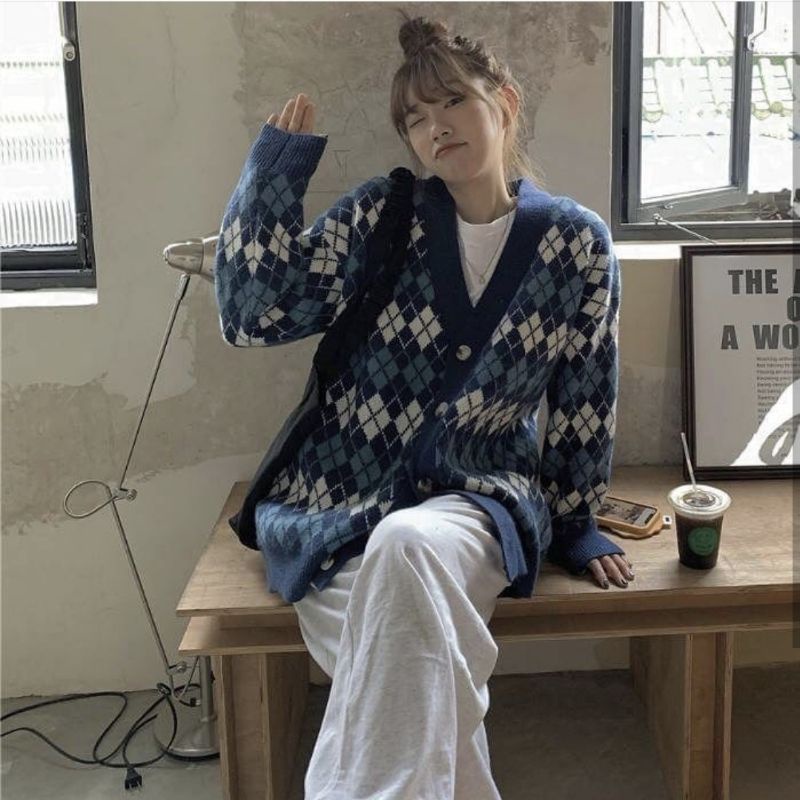 IMPORT WOMAN KNIT OVERSIZED CARDIGAN K-DRAMA TRUE BEAUTY KOREAN STYLE SOO AH KARDIGAN RAJUT WANITA MUSIM DINGIN