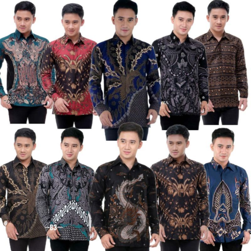 Kemeja Batik Pria Lengan Panjang Casual Reguler SlimFit Modern New Motif Naga Bahan Katun Premium