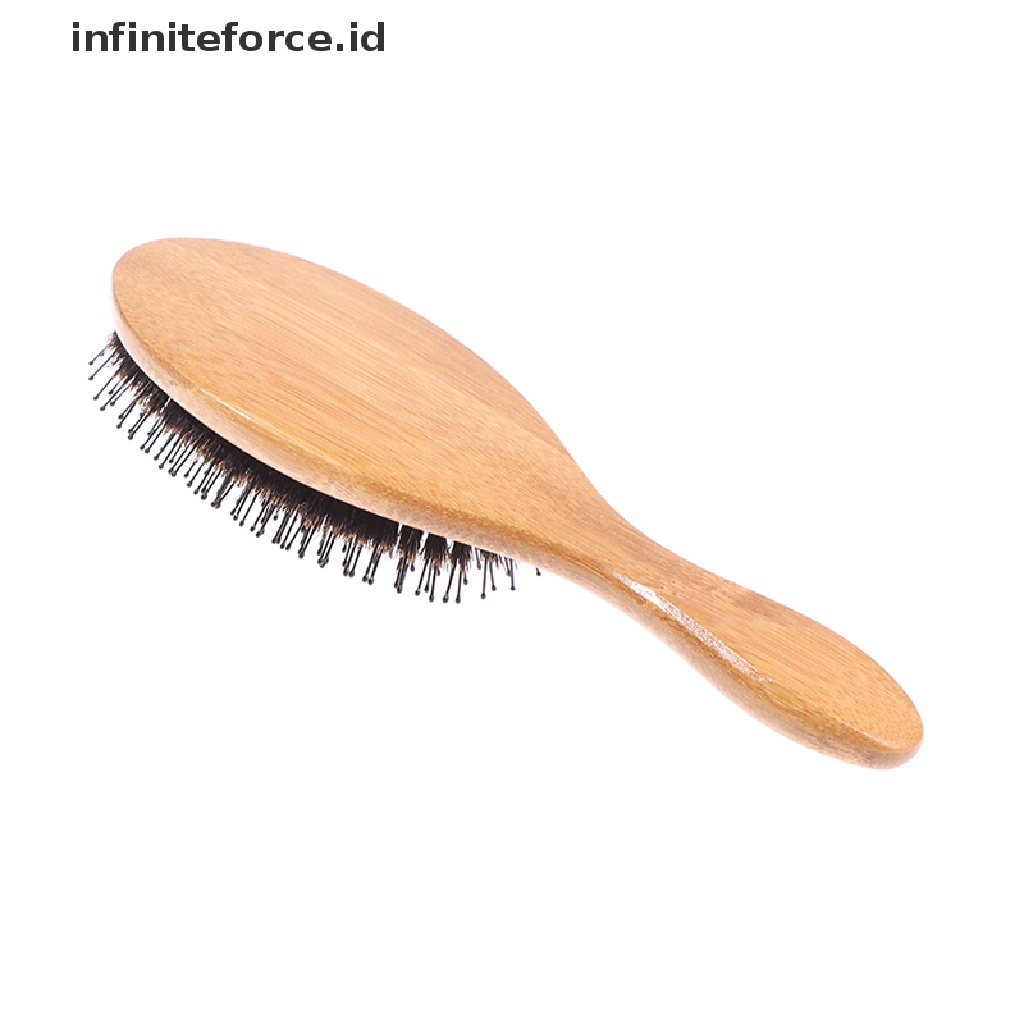 (Infiniteforce.Id) Sisir Bristle Pelurus Jenggot Gagang Kayu