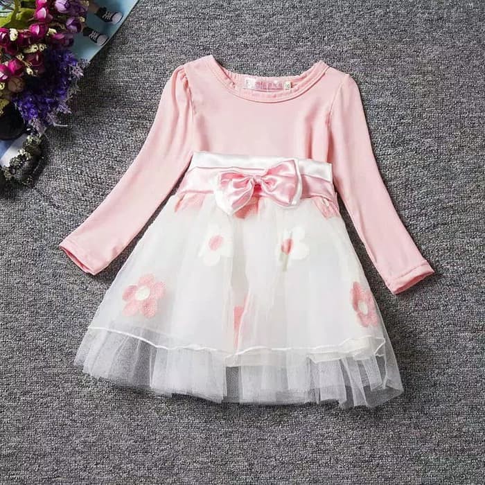  BAJU PESTA ANAK LENGAN PANJANG  PINK USIA 34 THN PINK 