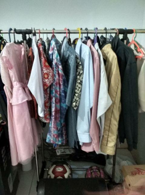 Stand Hanger Double Sisi Rak Serbaguna Dgn 4 Roda Megahome