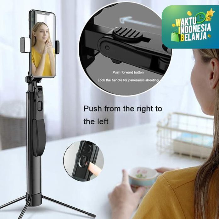 Tongsis Bluetooth A21 Led Tripod Stabilizer Gimbal Selfie stick 80CM