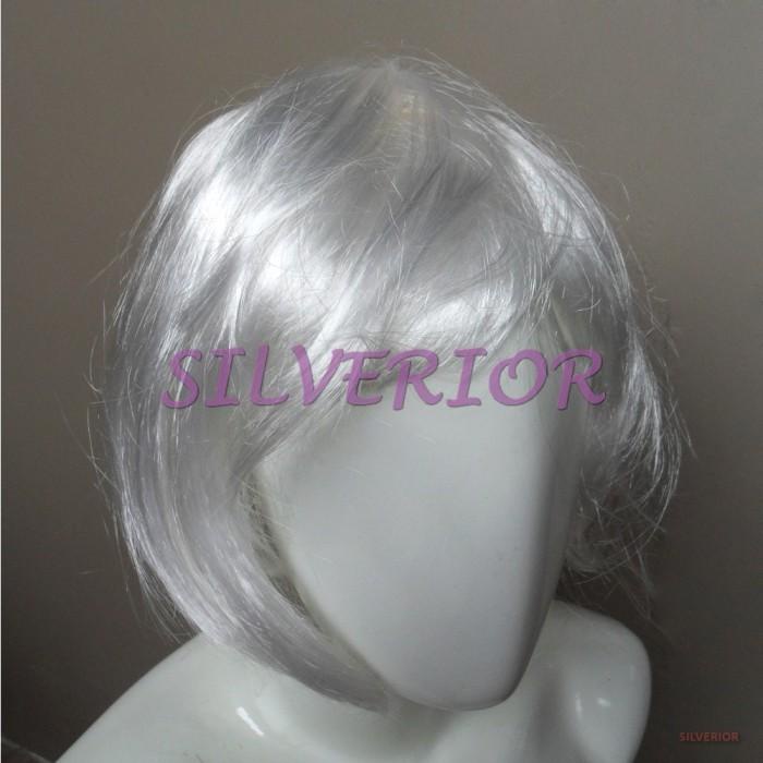 Wig Rambut Palsu Pendek Bop Putih
