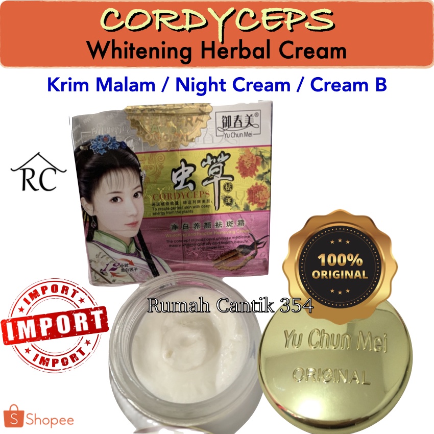 Cordyceps Night Cream / Krim Malam / Krim Cordy B Rumah Cantik 354 Yu Chun Mei Cordysep Herbal Cream Yuchunmei Original Import