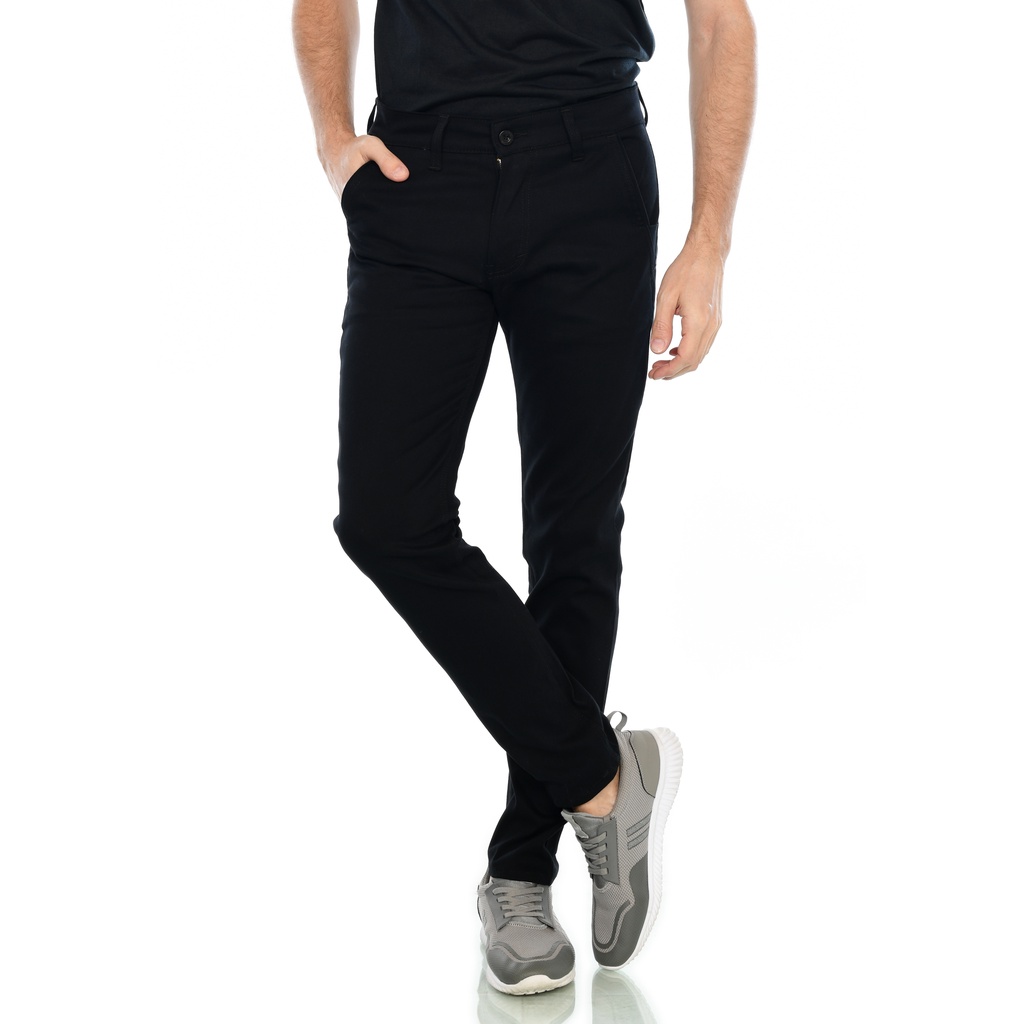 HIPSTER APPAREL Celana chino panjang pria warna HITAM