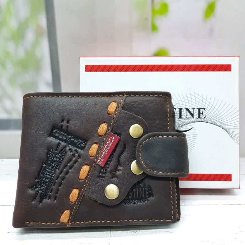 Dompet Kulit Augustine Variasi Kancing. Dompet pria kulit asli. Dompet full kulit