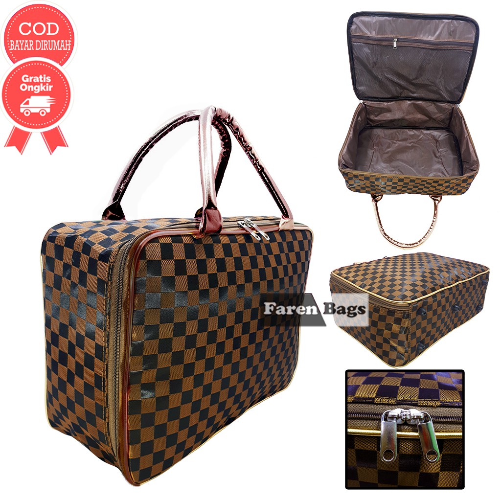 Travel Bag Dewasa / Koper Besar Kanvas Selempang Multifungsi Motif Kotak