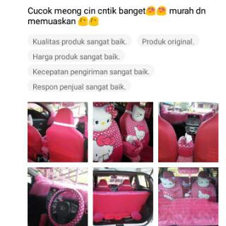 Sarung jok  bantal  mobil  18 in 1 hello kitty pink 2 baris 