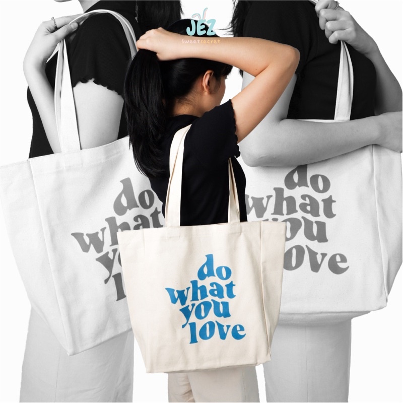 CUSTOM TOTEBAG KANVAS NCIT KOREA LUCU BEAR QUOTE MOTIVASI TAS LAPTOP TAS KERJA SERBA GUNA NCIT