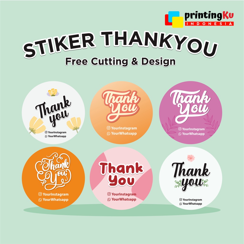 Jual STIKER THANK YOU BULAT SEGEL KEMASAN PRODUK BAHAN CHROMO MURAH