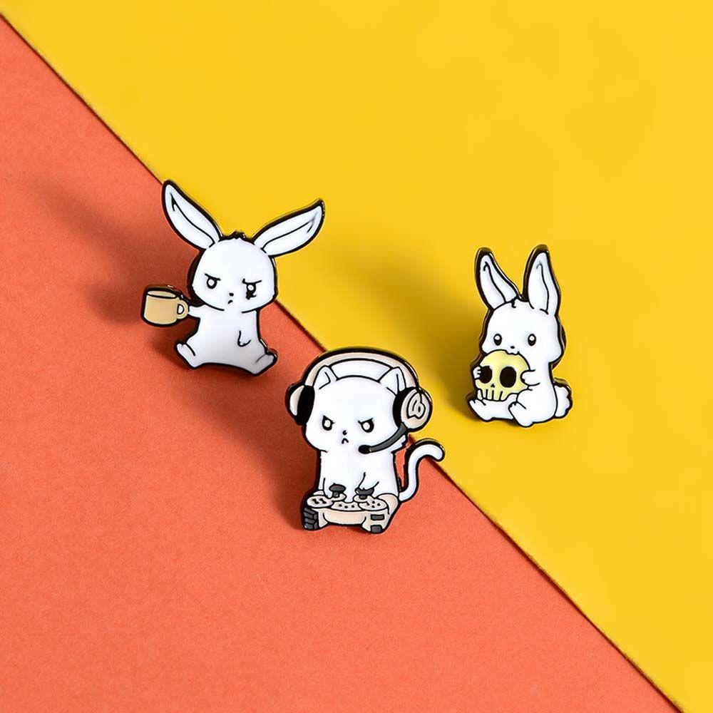 Lanfy Bunny Enamel Pin Kerah Bros Hadiah Untuk Anak-Anak Kelinci Perhiasan Aksesoris Lapel Pin Lencana Pin Brooch Pin