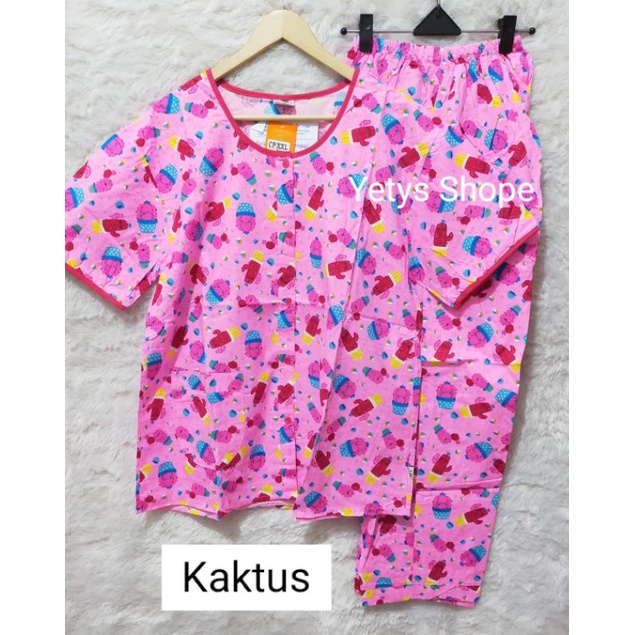 CP Jumbo Full kancing Hoki&Sheila LD120 Baju Tidur Piyama Fit XXL