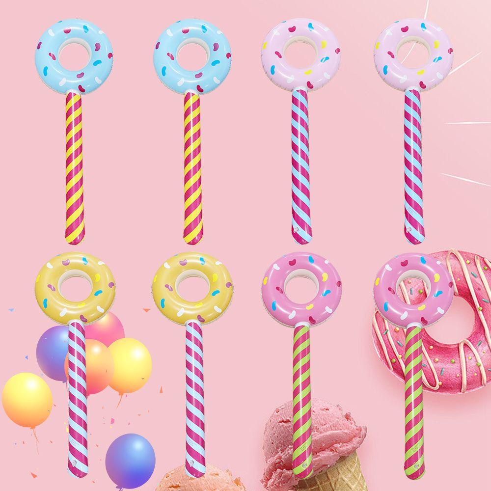 TOP 2 Pcs Donat Tiup Baru Pelampung Bentuk Donat Balon Permen Tema Lolipop Stik