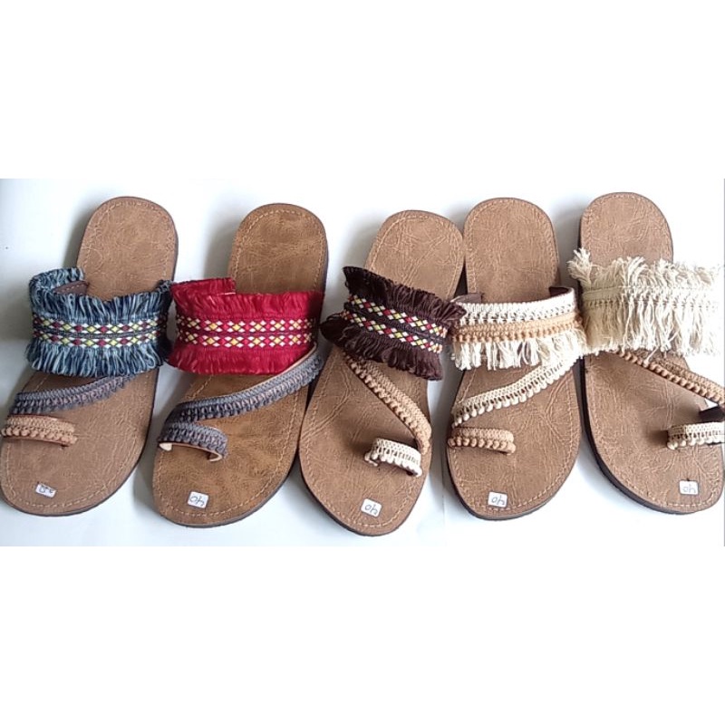 sandal etnik/sandal bohemian/sandal boho/boho sandal/ethnic slippers/bohemian slippers/sandal wanita