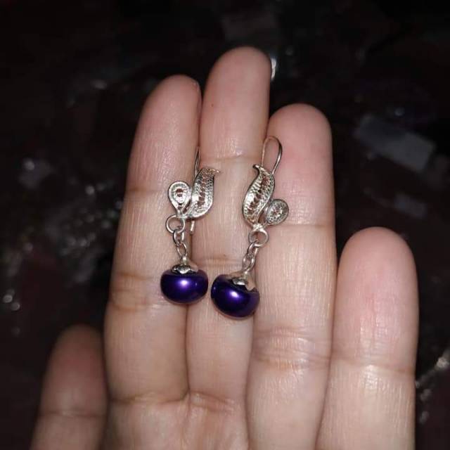 ANTING MUTIARA ASLI LOMBOK GAGANG PSERAK MURNI MUTIARA BIRU KEUNGUAN ANTING GAYA KOREA ANTING CEWEK