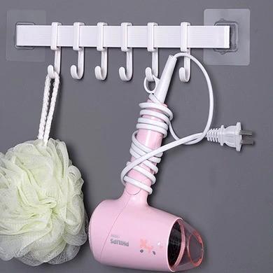 ♠ Gantungan Baju Dinding Tempel 6 Hook KAPSTOK TEMPEL PINTU - -Putih ♩