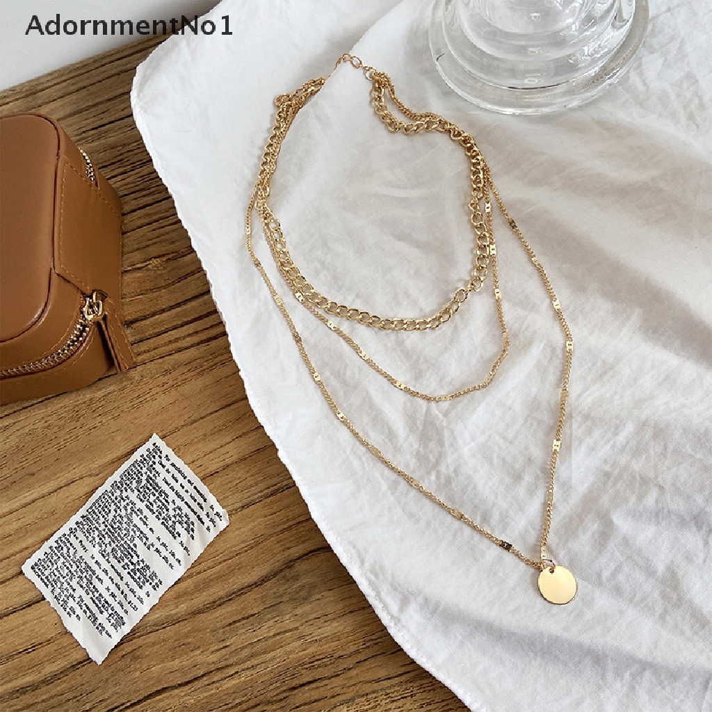 (AdornmentNo1) Kalung Choker Rantai Banyak Lapis Warna Emas Untuk Wanita