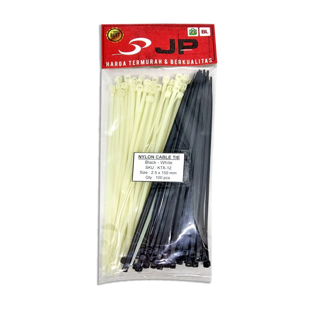 KABEL TIES 2.5 x 150 MM MIX HITAM PUTIH - 100 PCS KTX-12