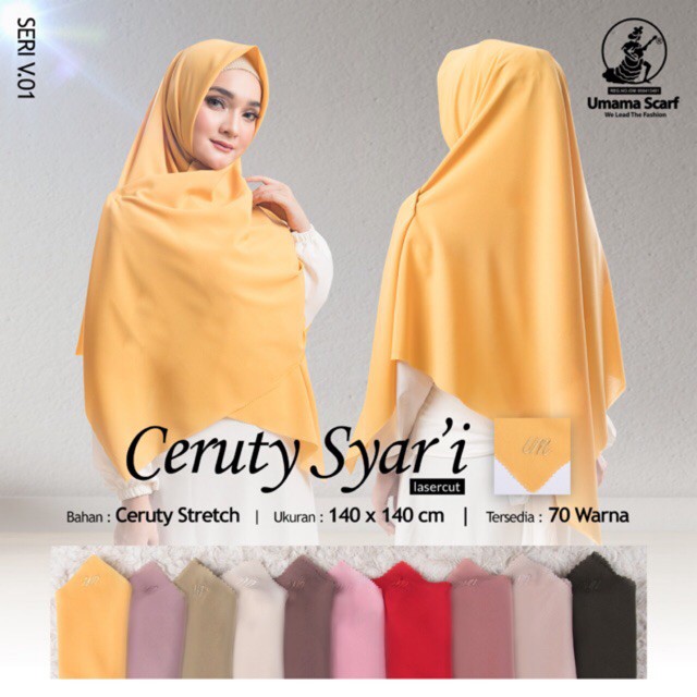 Devnnshop  Hijab Segiempat CERUTY SYAR'I LC Ori Umama Scarf Jumbo Square Syari Premium Ceruti Pol