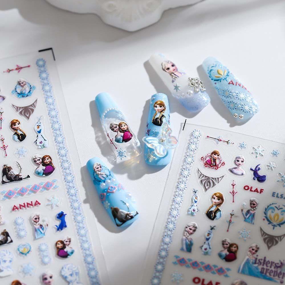 [Elegan] Kartun Stiker Kuku Fashion Relief Elsa Manicure Aksesoris Melody Domba Nail Art Dekorasi