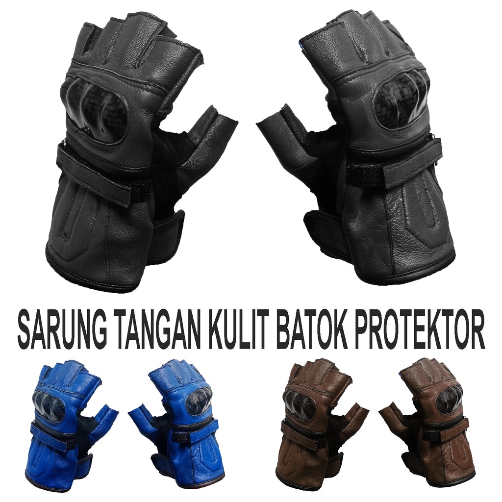 Sarung Tangan Pendek Kulit Asli Garut 100% dari Kulit Asli + Batok Protektor