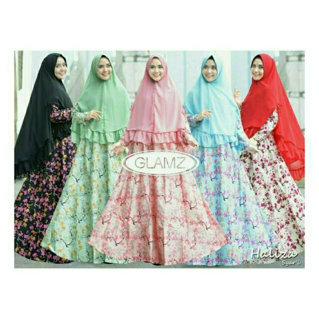 HALIZA GAMIS SYARI BAHAN KATUN JEPANG PREMIUM TWIL BAJU MOTIF BUNGA TERBARU