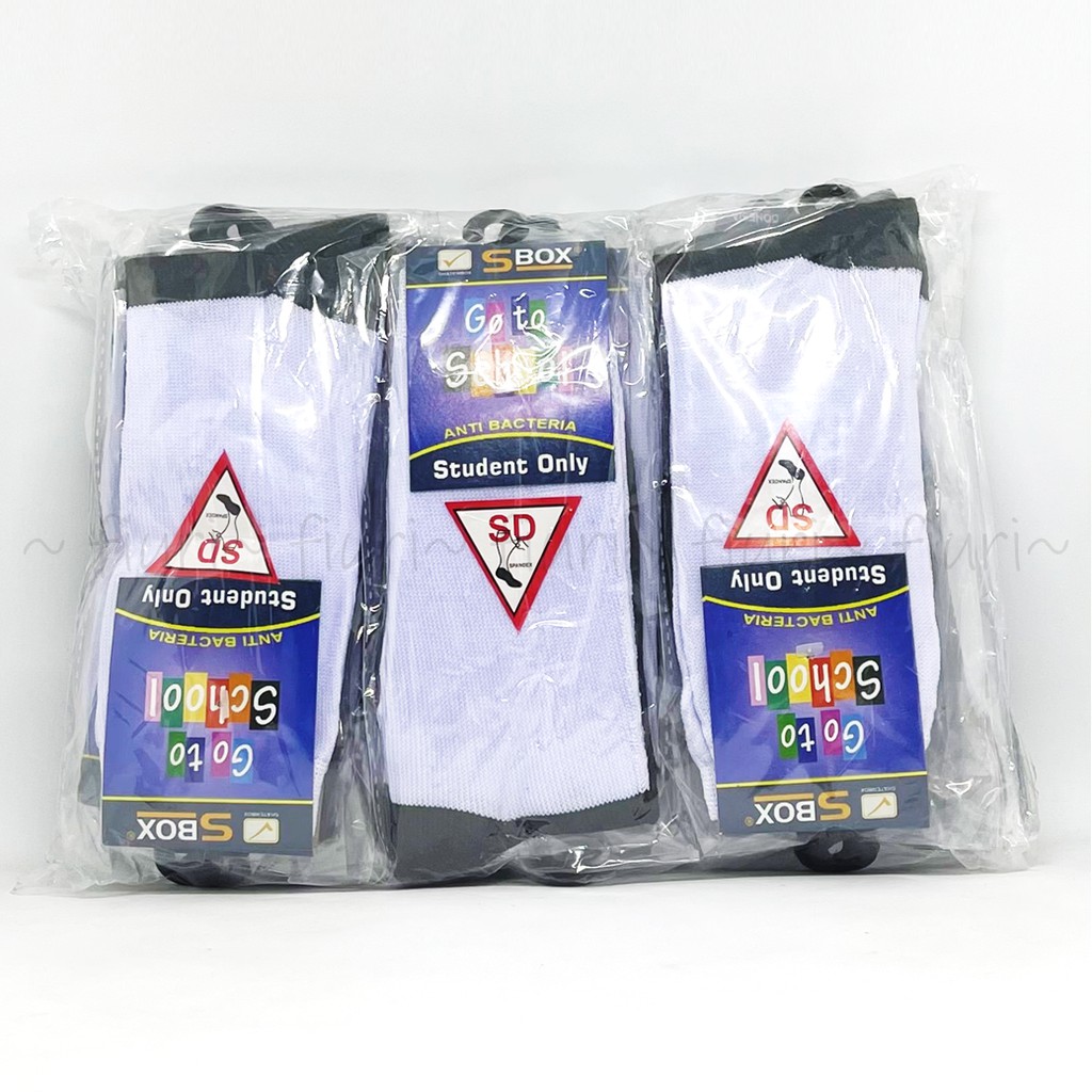 FIURI - Kaos Kaki SD Putih Hitam - Kaos Kaki Sekolah Anak TK SD - Back To School - Kaos Kaki Spandex - Kaos Kaki Sekolah Murah Promo Diskon - Kaos Kaki Original Student Only