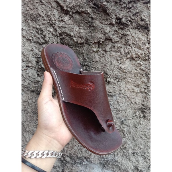 sandal jepit pria bahan kulit asli original leather model terbaru