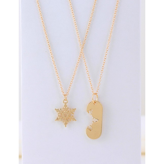 LRC Kalung Fashion Gold Snowflake Necklace Set F40711