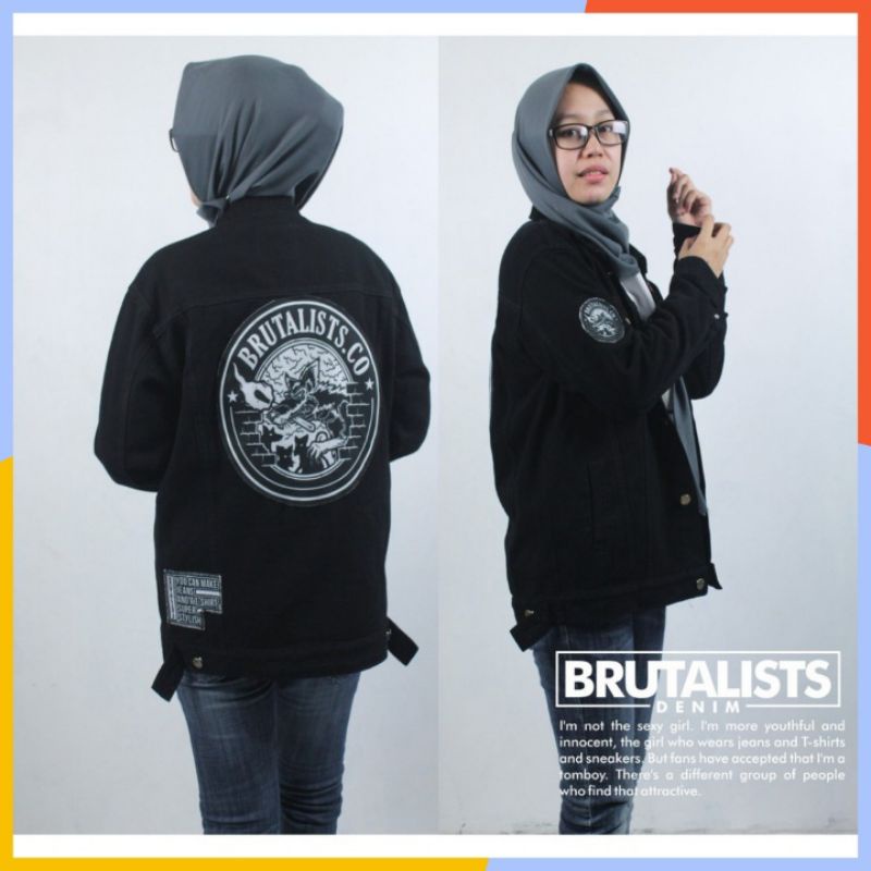 Jaket Jeans pria Wanita Hitam Original/ jaket Motif Gambar + Bordir pria Wanita denim Hitam / Jaket 