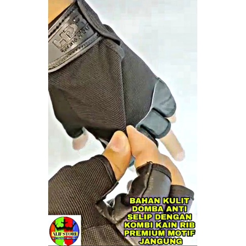 Sarung tangan kulit mtb Glove gym gowes sepeda motor riding berkendara terlaris