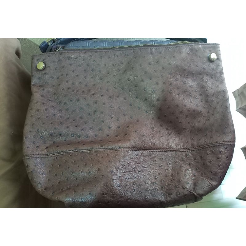 Furla All Leather Slouchy Hobo Baguette Shoulder Bag in Brown