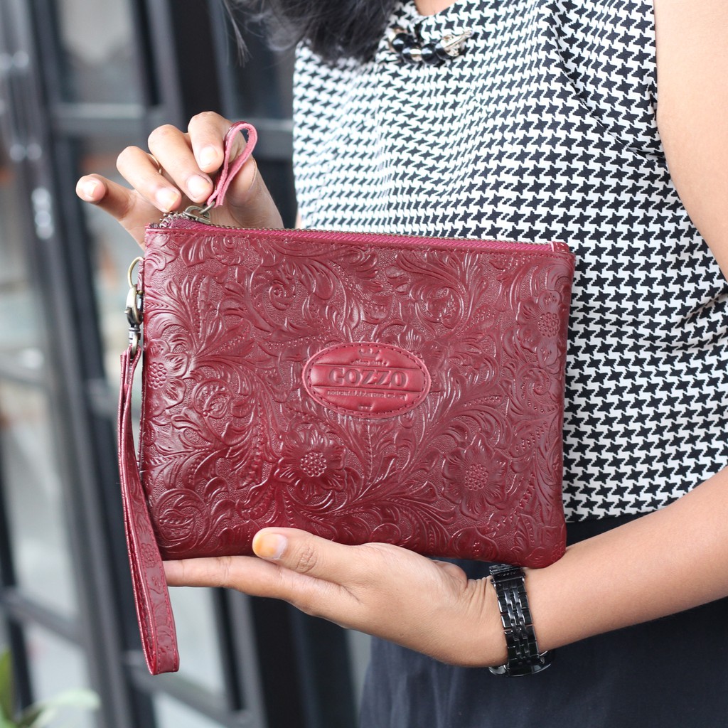 TERBARU !! TERMURAH, POUCH KULIT ASLI WANITA HARRY / FREE GRAVIR NAMA DI CLUTCH