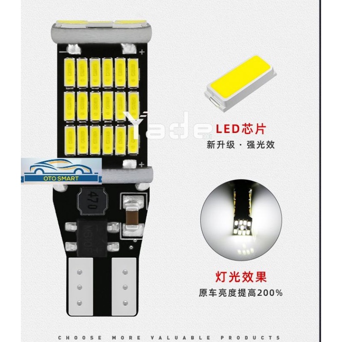 LAMPU LED MUNDUR T15 T10 W16W CANBUS 45 LED SUPER TERANG