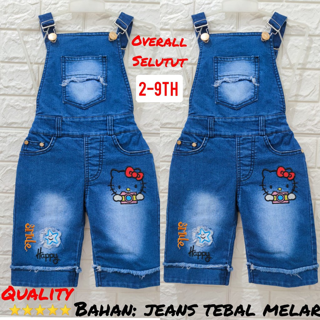 overall 7/8/jumsuit jeans anak/wearpack celana kodok/ overall selutut/ overall 7/8 HK/ mickey