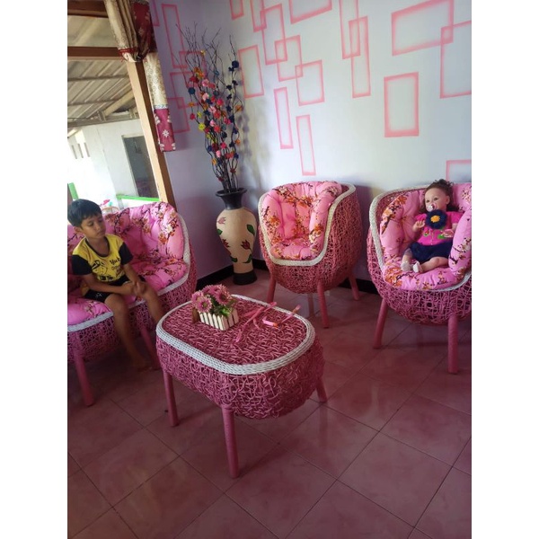 kursi shofa tamu rotan sintetis  brekele 2 1 1